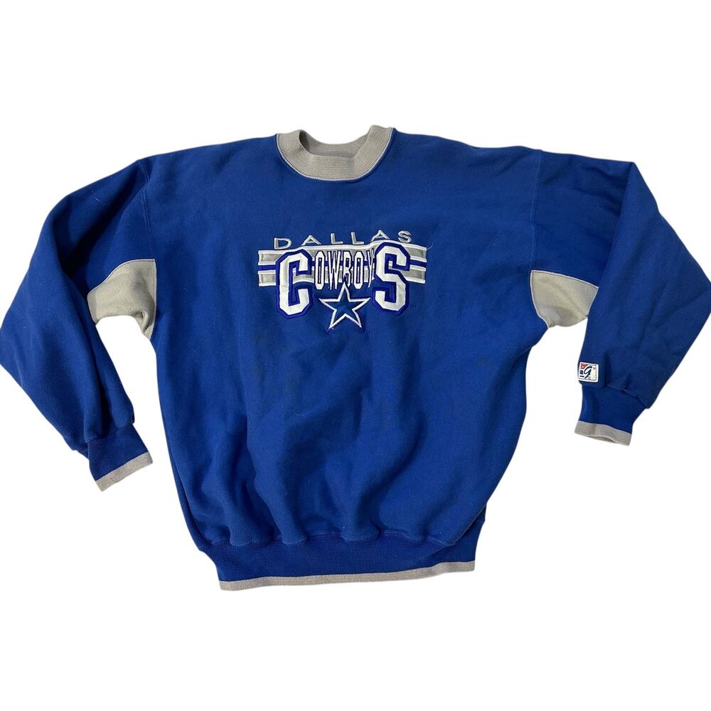 Dallas Cowboys Sweatshirt Vintage Large The Game 1980s Blue Cotton Crewneck